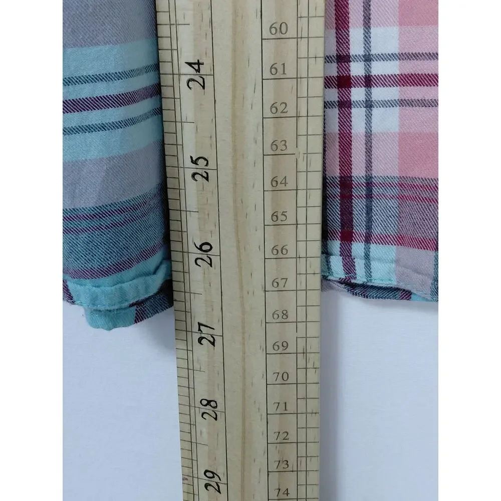 Talbots Multicolor Plaid Button-Front Button-Up Shirt Women Petite Size 2XP